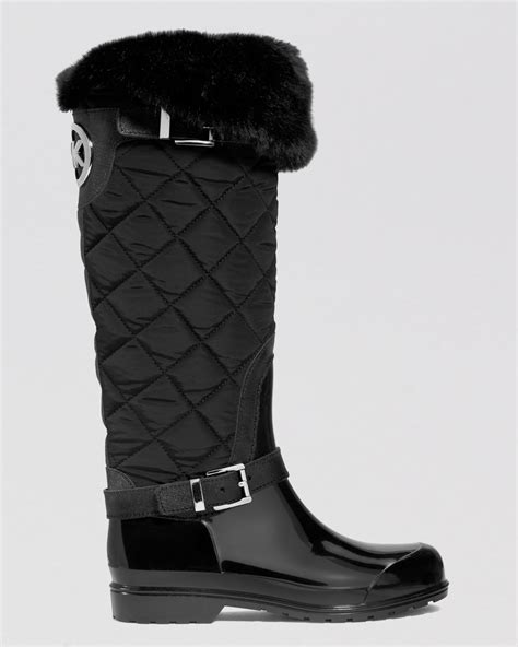 michael michael kors women's fulton quilted rain boots black 10|Fulton Rain Boot .